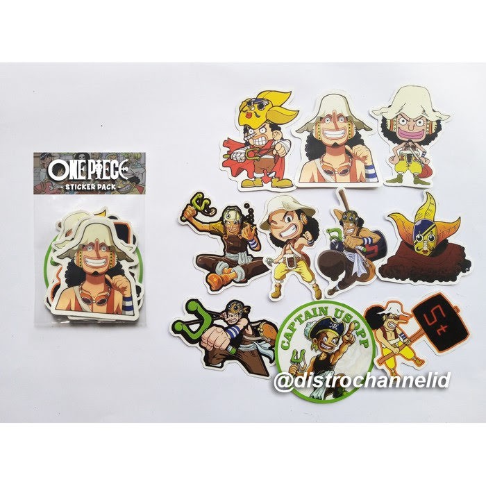 Jual Stiker pack One Piece Usopp isi 10 pcs Bahan Vinil Tahan Air ...