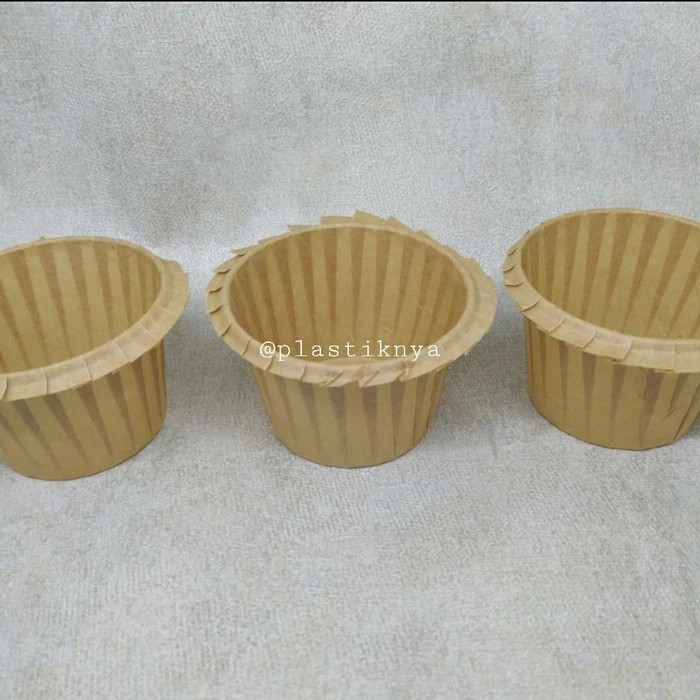 Jual Wadah Cup Cake Kertas / Cup Cake Curling Paper-Coklat Muda ...