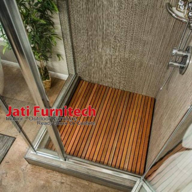 Jual Shower Mat Kayu Jati // Lantai Kamar Mandi // Custom Ukuran