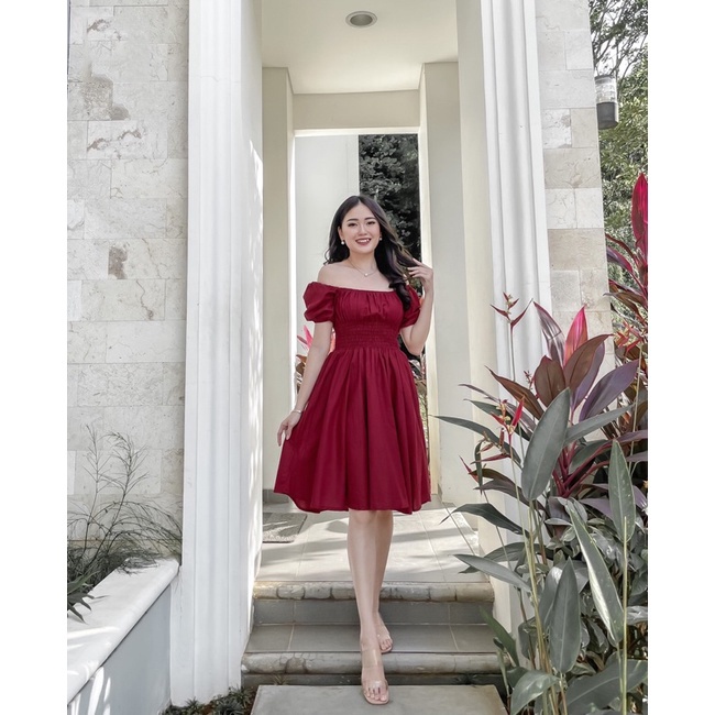 orange cute dress Orange Anna Ruffle V-Neck dress  Caldwell Collection