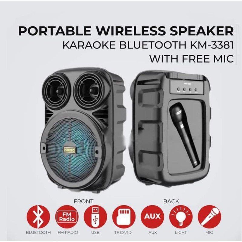 Jual COD SPEAKER WIRELESS BLUETOOTH PORTABLE 6'8 INCH KIMISO 3381 PLUS ...
