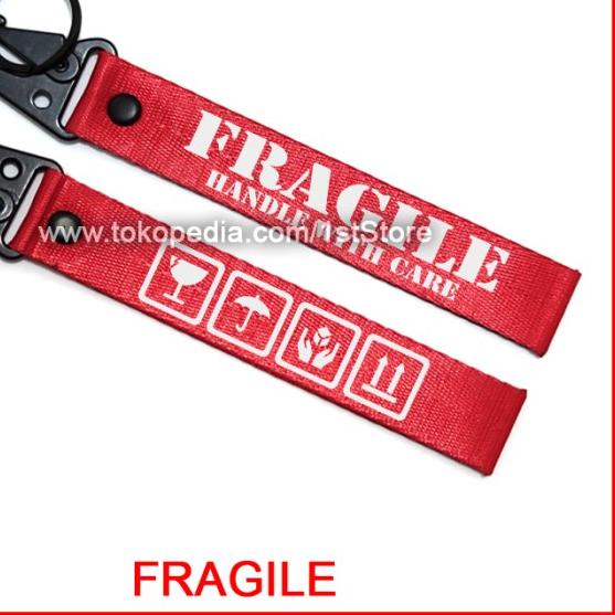 Jual Gantungan Kunci Fragile Key Chain Unik Logo Tag Lanyard Strap ...