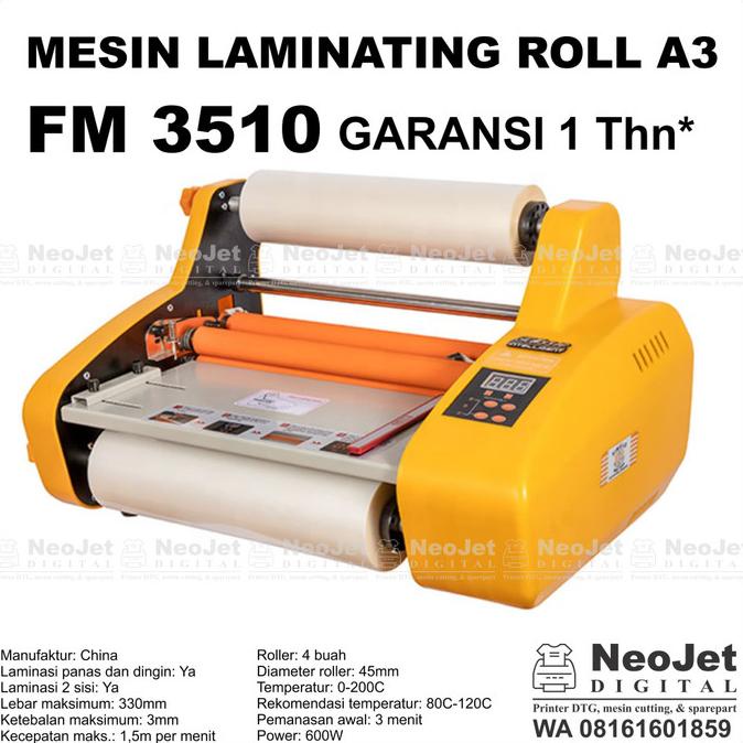 Jual Mesin Laminating Roll A3 Fm 3510 Laminasi Fm3510 Kertas Doff