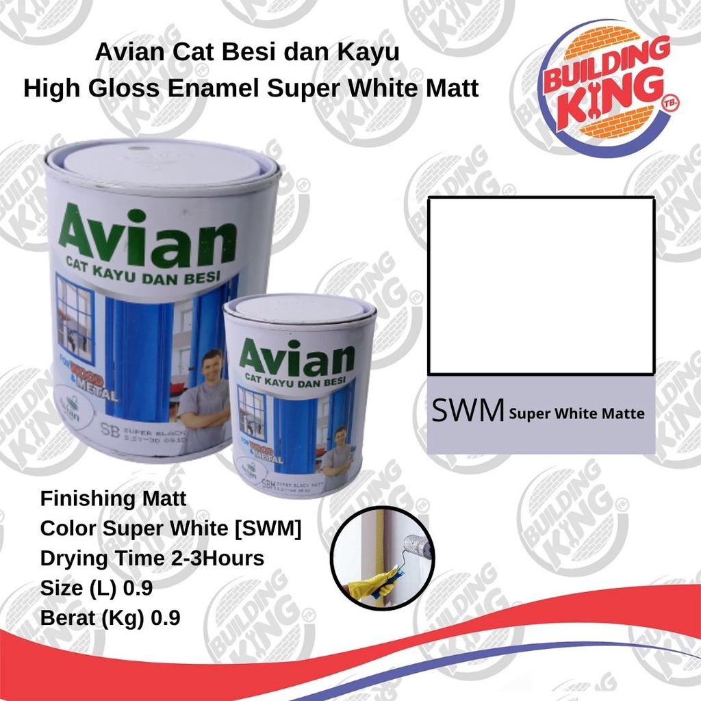 Jual Cat AVIAN Besi Kayu 1 Kg 0,9L Putih Doff Dop Super White Matte SWM ...