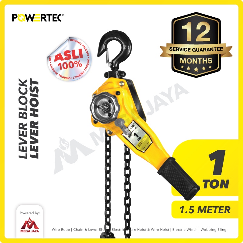 Jual POWERTEC Lever Block / Lever Hoist 1 Ton x 1.5 Meter Shopee