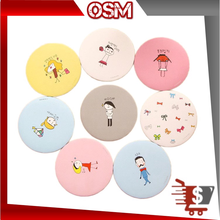 OSM - F498 Cermin Bulat Karakter / Kaca Cermin Make Up Mini / Travelling Motif Kartun Colorful / Sovenir