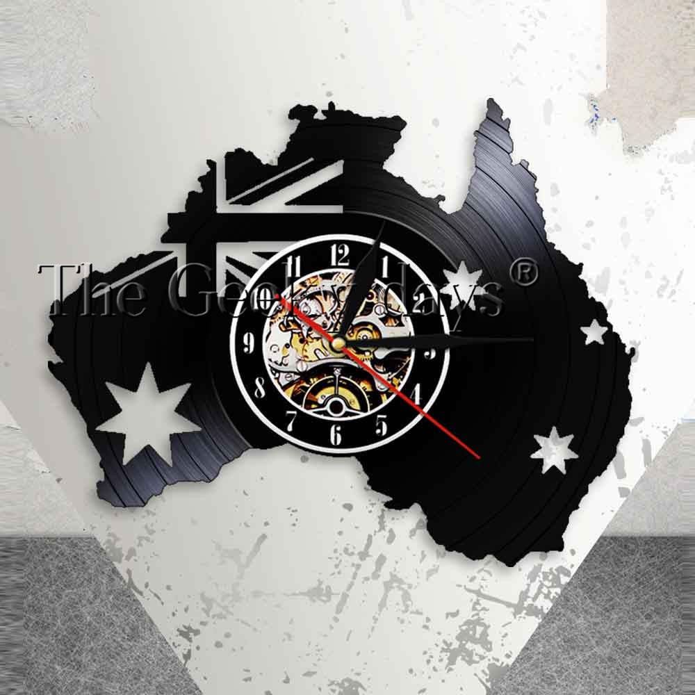 Jual Australia Patriotic Wall Clock AU Home Decor Map of Australia Flag