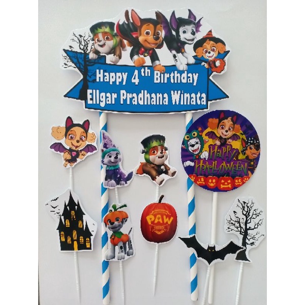 Jual TOPPER CAKE - HIASAN KUE ULANG TAHUN GAMBAR PAW PATROL HALLOWEEN