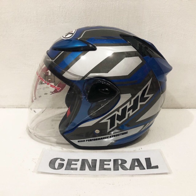 Jual Helm NHK R6 Motif Nitro Blue Metalic Silver Biru Metalik | Shopee ...