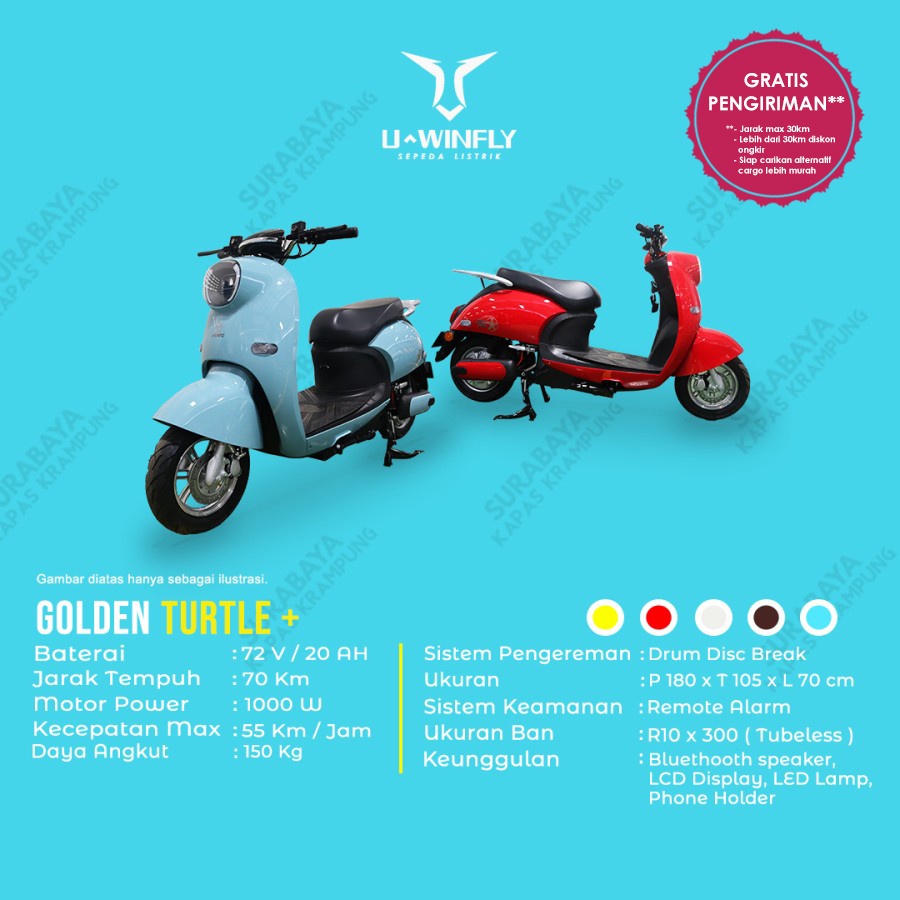 Jual Motor Listrik Uwinfly Golden Turtle Gt Golden Turtle Original