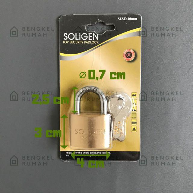 Jual Gembok Soligen Kuningan Computer Key 40 Mm 60 Mm Lengkap Pendek