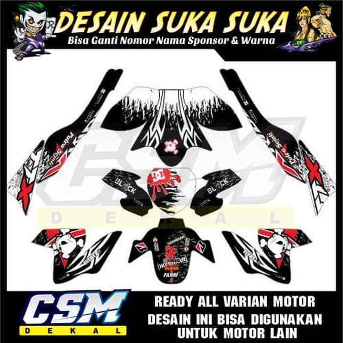 Jual 689 Dekal Decal Motor Vixion Nvl Nva Stiker Sticker Striping Body Tribal Hitam Putih 6539