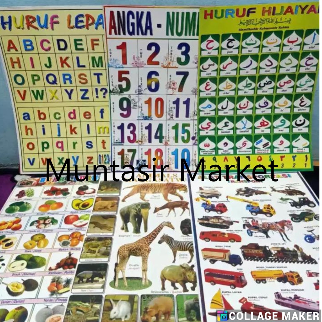 Jual Poster Edukasi Isi 6 PcsTERLARIS!!!!! (ABJAD, HURUF, HIJAIYAH ...