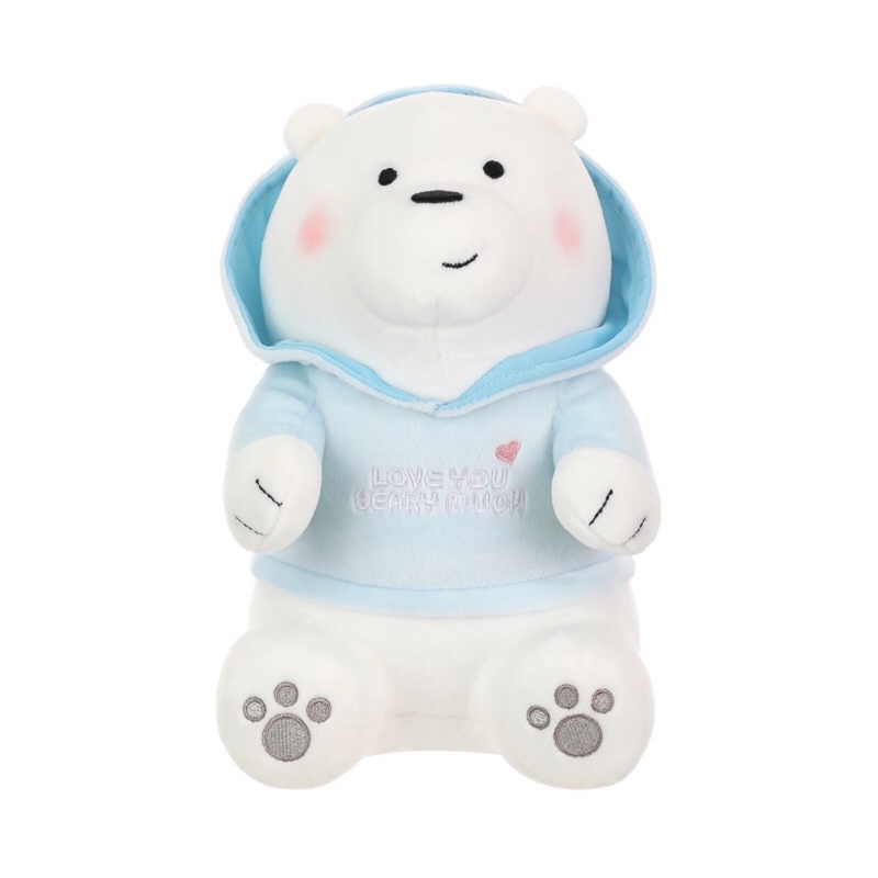 BONEKA MINISO SITTING PLUSH TOY WE BARE BEARS VACATION HOODIE GRIZZ PANDA  ICE BEAR