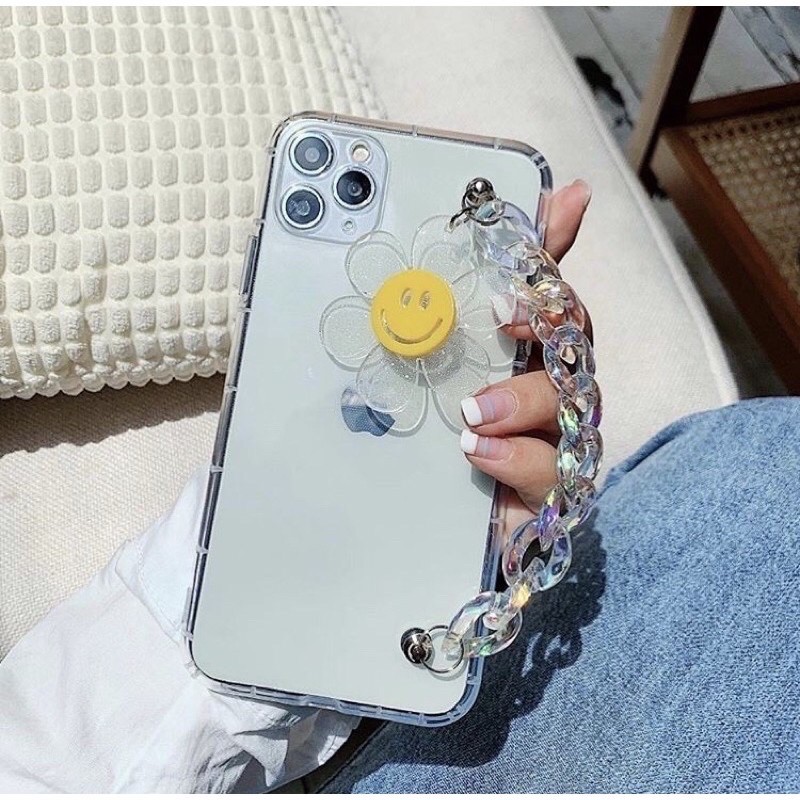 Korean Chain Grip Tali Strap Handphone Transparan Case with Strap for ALL  PHONE TYPE iphone Samsung