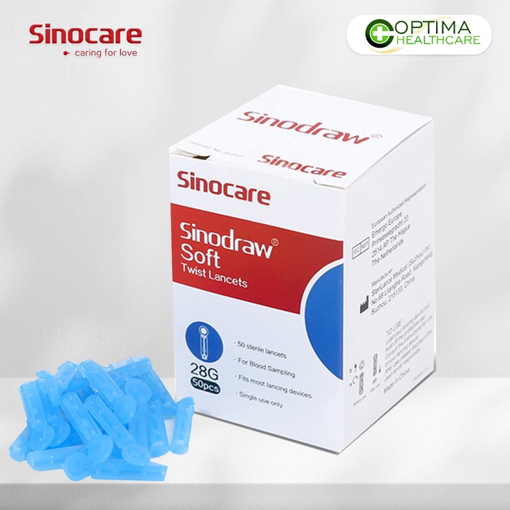 Jual Jarum Lancet Sekali Pakai Sinocare Sinodraw Blood Lancet 28G (50