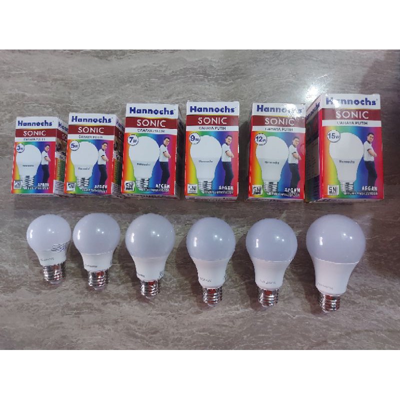 Jual Bola Lampu LED Hannochs SONIC 3 Watt, 5 Watt, 7 Watt, 9 Watt, 12 ...