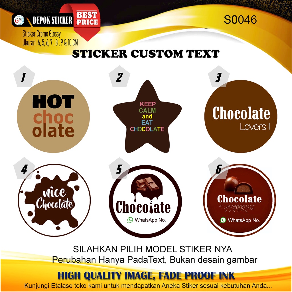 Jual Stiker Label Coklat Kue Chocolate 45 Cm Shopee Indonesia 