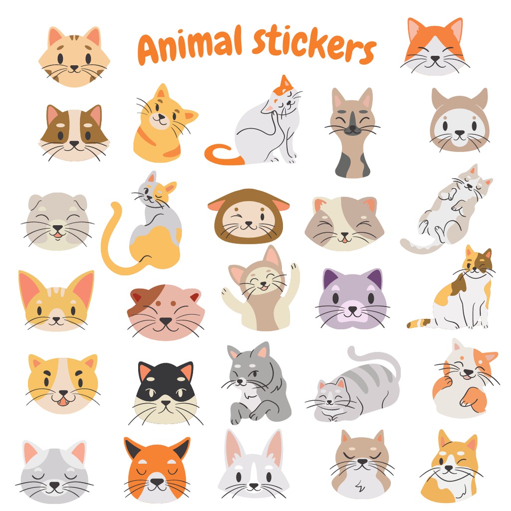 Jual stiker anak gambar hewan - kucing (27pcs) | Shopee Indonesia