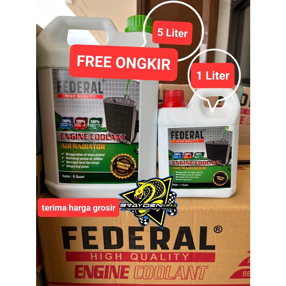 Jual AIR RADIATOR ENGINE COOLANT 5 LITER FEDERAL HIGH QUALITY/CAIRAN ...