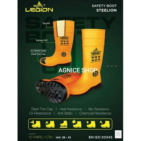 Jual Sepatu Boot Rubber Safety Legion Karet Ujung Besi Steel Toe Proyek Shopee Indonesia 4109