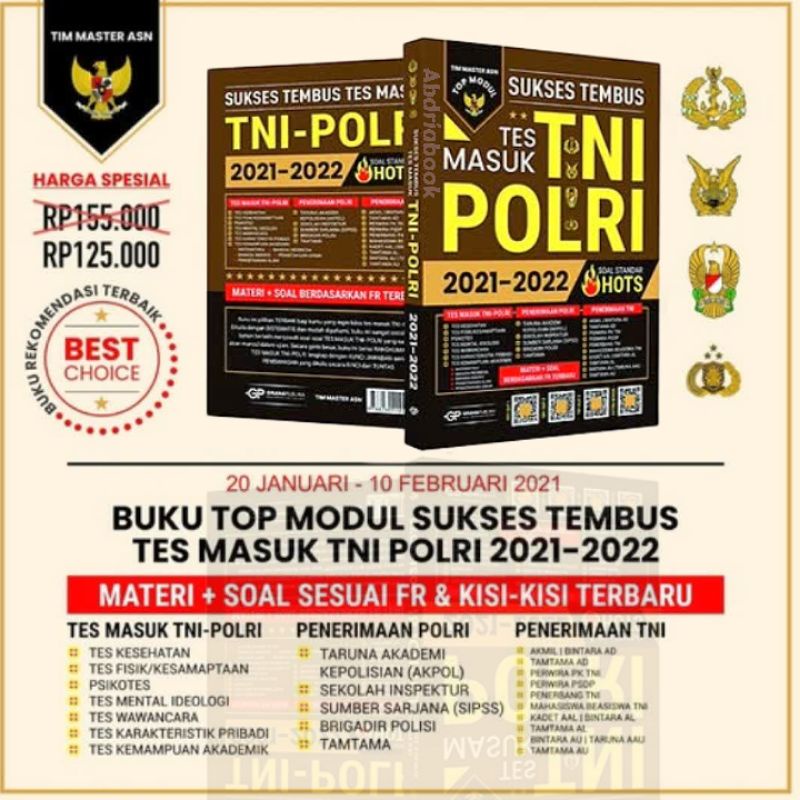 Jual Buku Tes Masuk Tni Polri 2021 2022 Sukses Tembus Shopee Indonesia