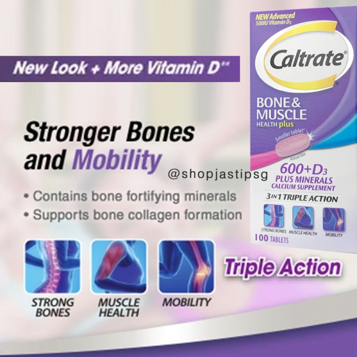 Jual Caltrate Bone Muscle Health Plus D3 500iu Singapore 100s Vit D