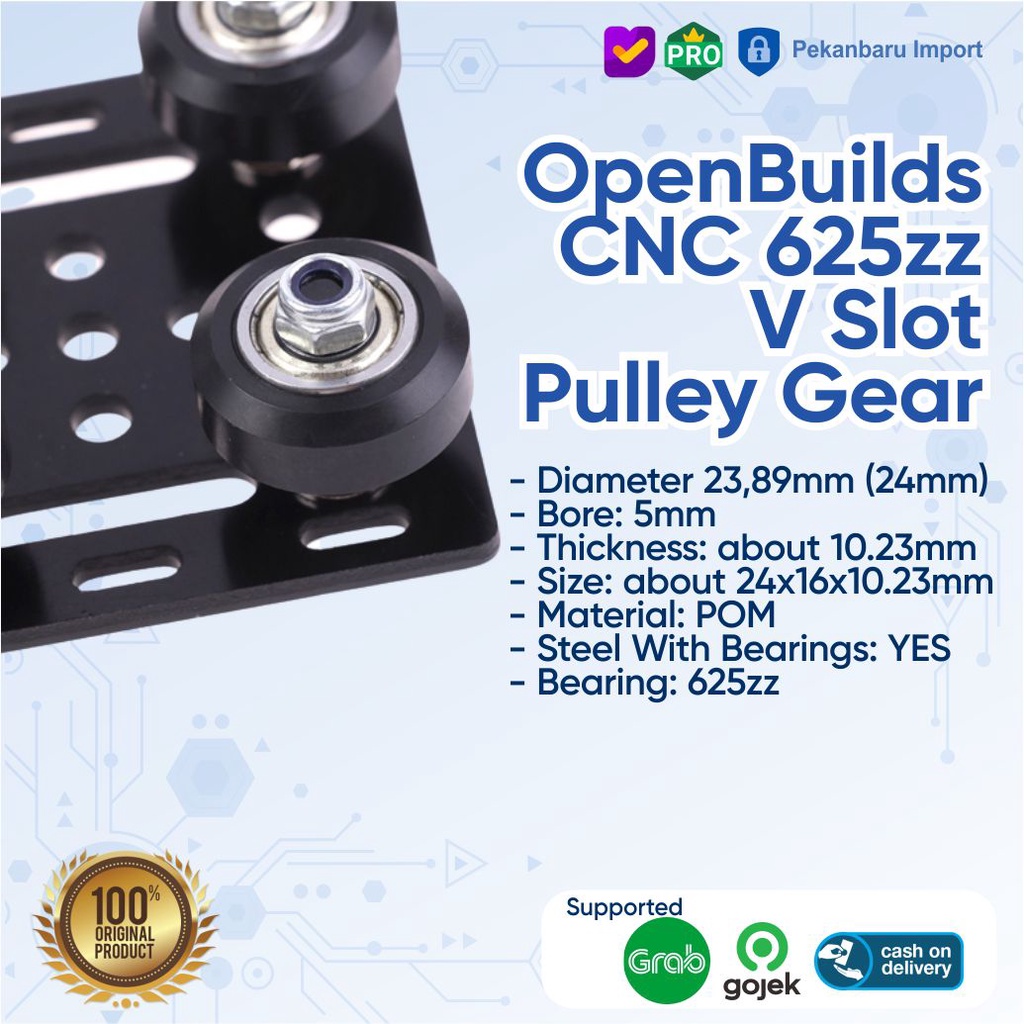 Jual CNC Openbuilds Roda Plastik Pom dengan 625zz Idler Pulley Gear ...