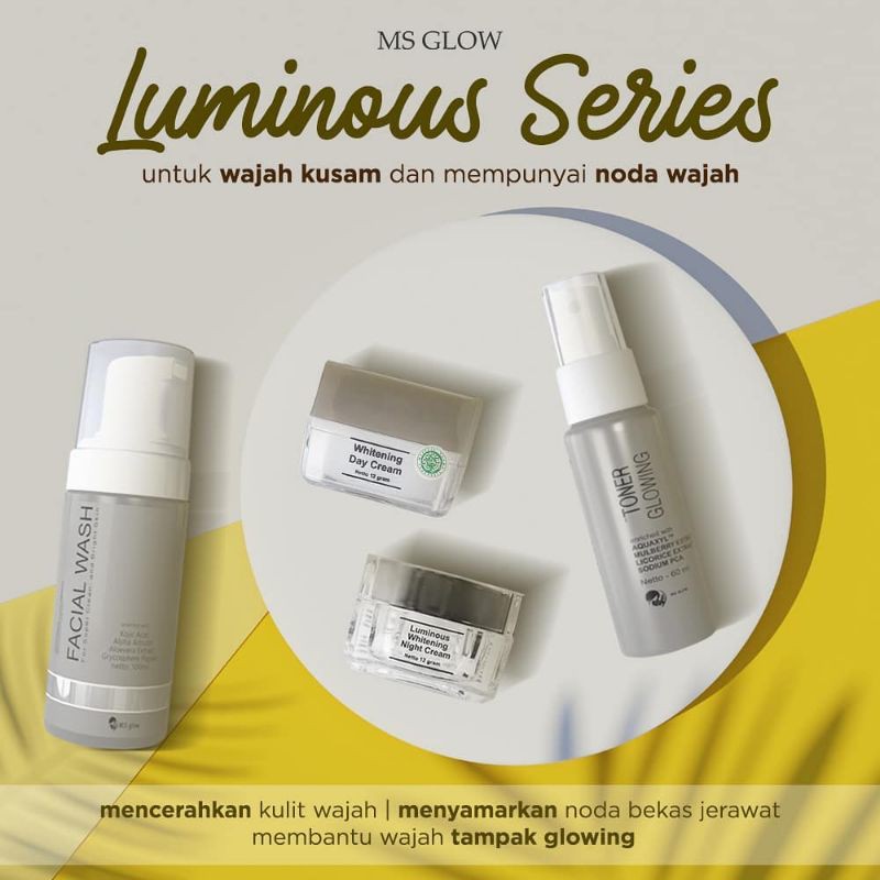 Jual Ms Glow Paket Luminouos untuk wajah kusam berflek tipis(Free kaca