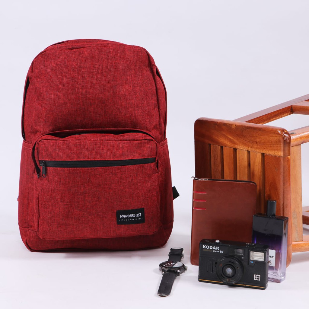 Jual Wanderlust Classic Backpack Ransel Alor Merah Maroon | Shopee ...