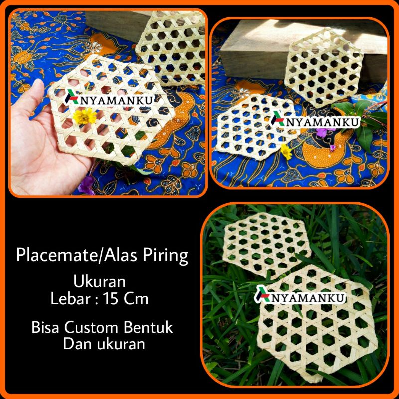 Jual Alas Piring Bambu Hexagon Bamboo Plater Coaster Alas Piring Bambu Segi Enam Properti Foto