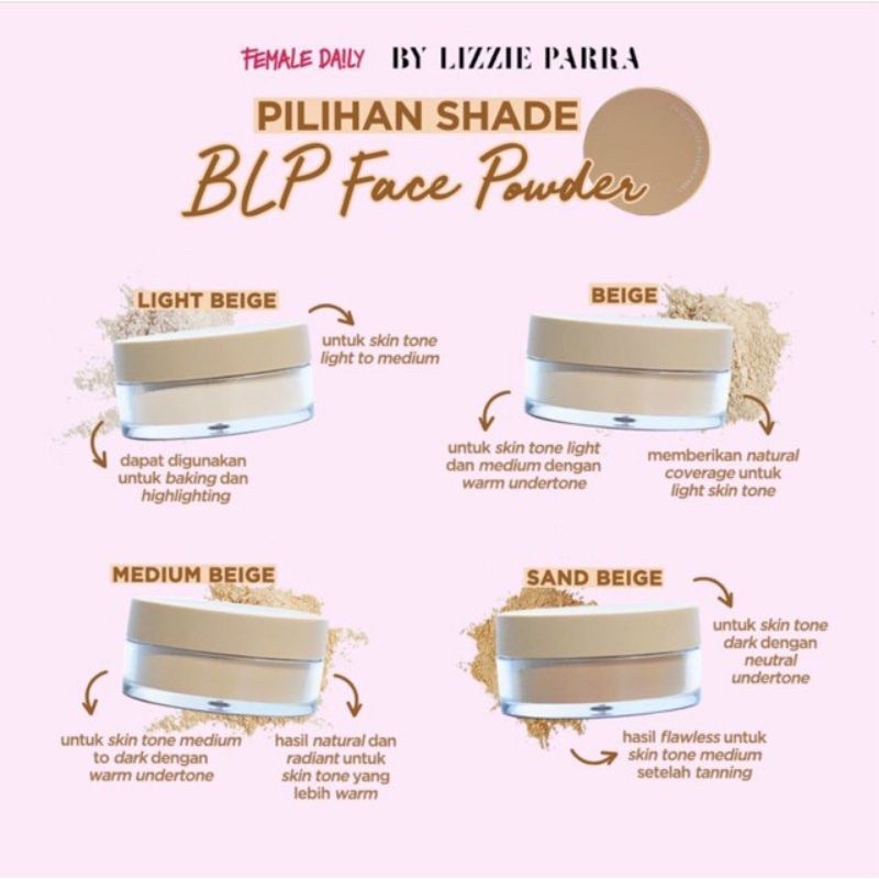 Jual BLP Beauty Face Powder By Lizzie Parra Loose Powder bedak tabur Light Beige Medium Beige