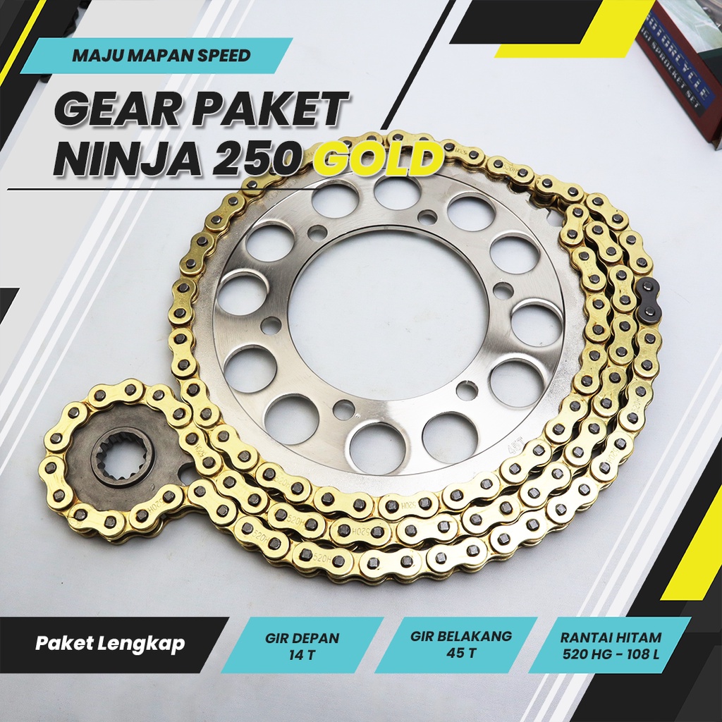 Jual Gear Set Ninja 250 14T/45T 520HG108L Type SSS Merk KC Premier