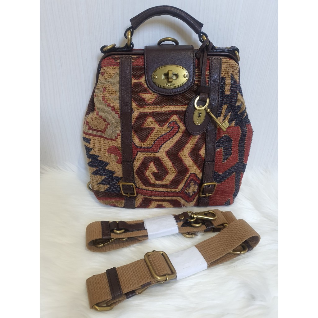 Tas Wanita Preloved Fossil Emilia Tapestry Backpack