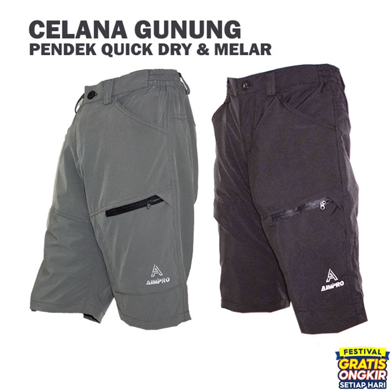 Celana Gunung Ringan Celana Pendek Hiking Trekking Outdoor Quickdry AIMPRO