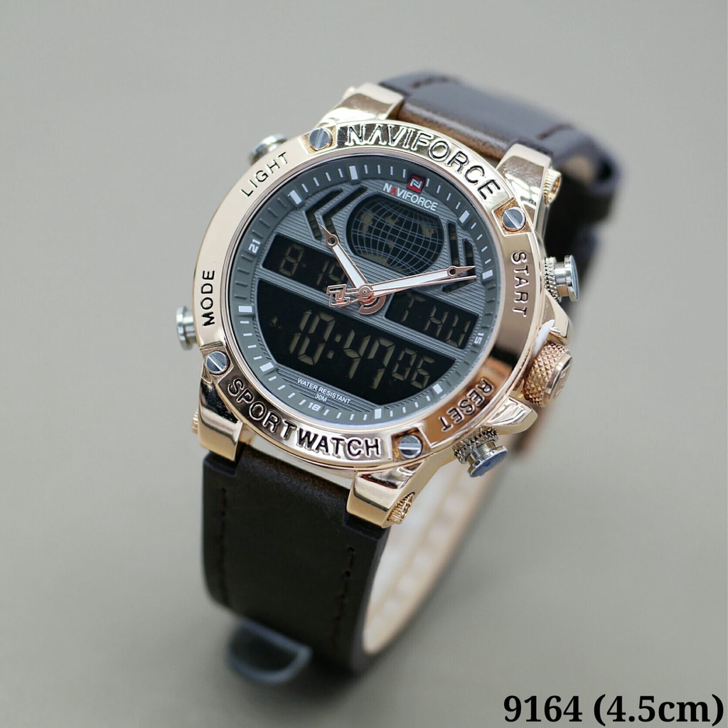 Jual JAM TANGAN PRIA NAVIFORCE 9164 ORIGINAL DUAL TIME TALI KULIT