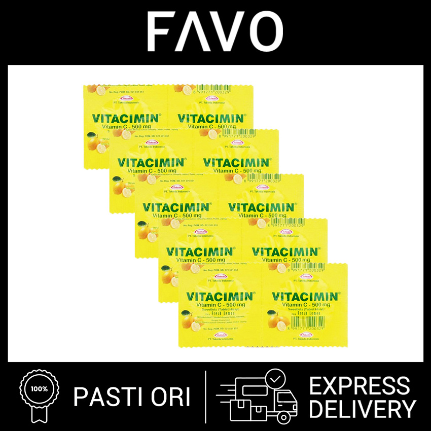 Vitacimin Vitamin C 500 mg - 10 Tablet - Vitamin Rasa Lemon