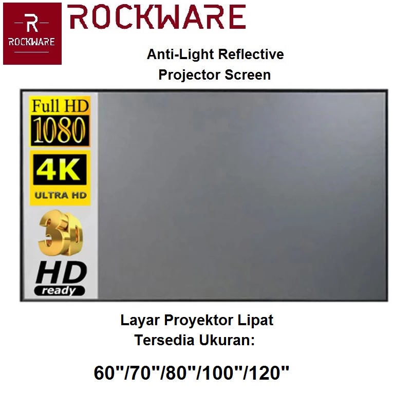 Jual ROCKWARE 60/70/80/100/120-inch Anti-Light Reflective Projector ...