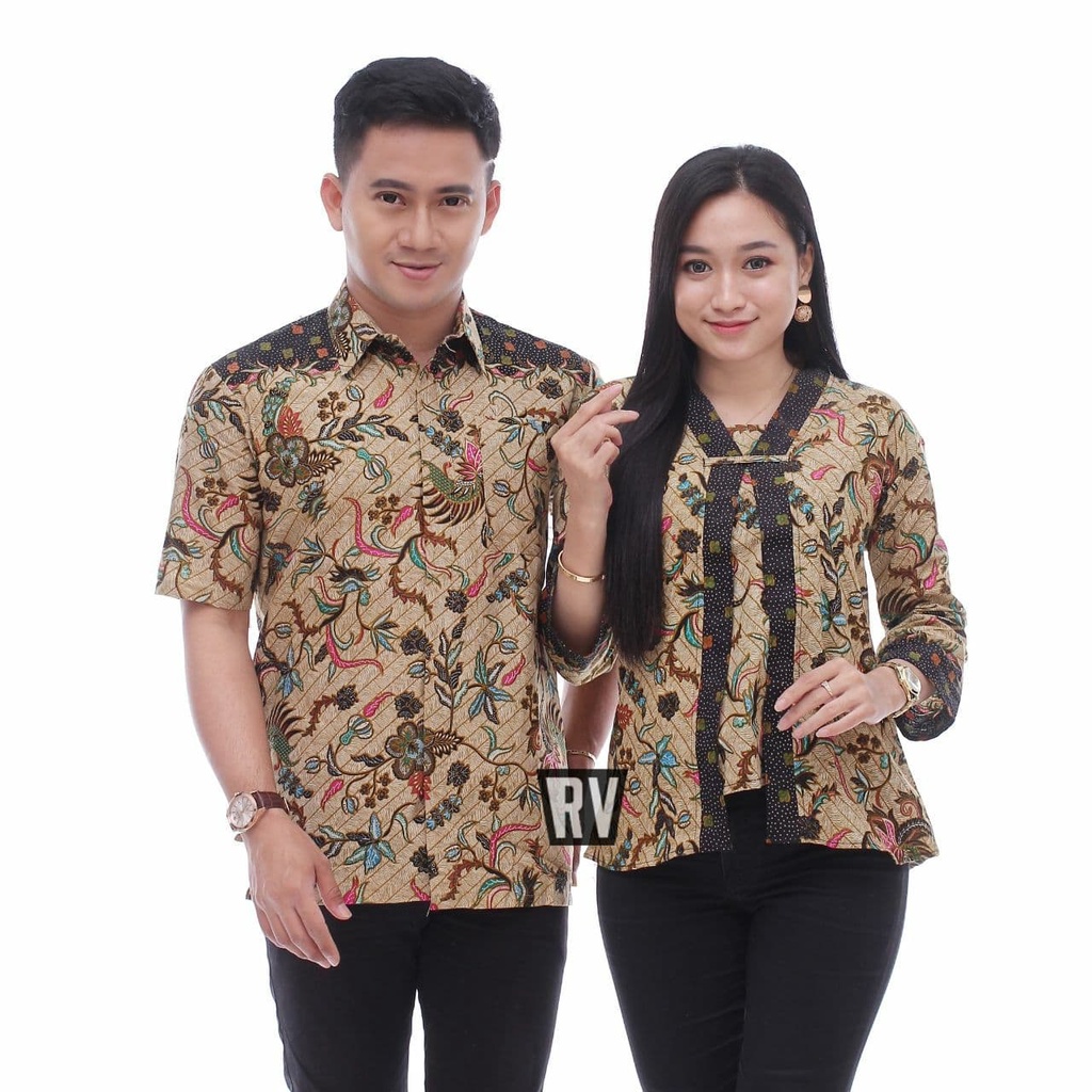 Jual Seragam Batik Kantor - Set Couple Baju Batik motif coklat muda ...