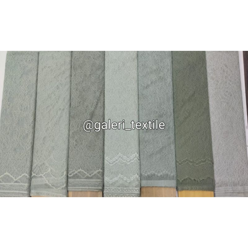 Jual Kain Lace Panel Chantily Warna Sage green Premium | Shopee Indonesia