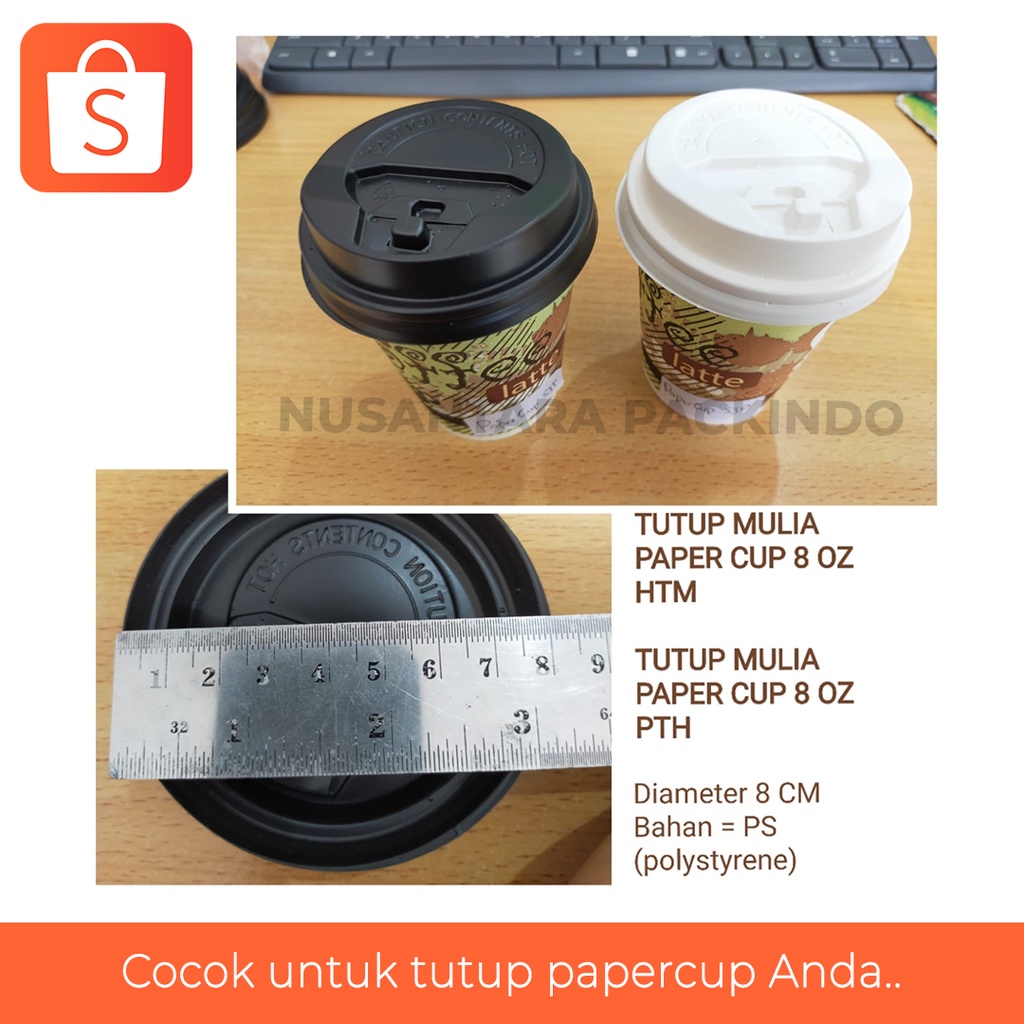 Jual Tutup Paper Cup 8oz & 6,5oz Isi 50 Pcs | Shopee Indonesia