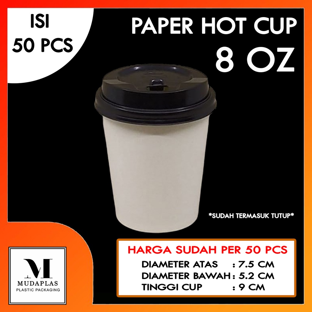 Jual Paper Hot Cup Gelas Panas Oz Ml Polos Isi Pcs Tutup Lid Shopee Indonesia