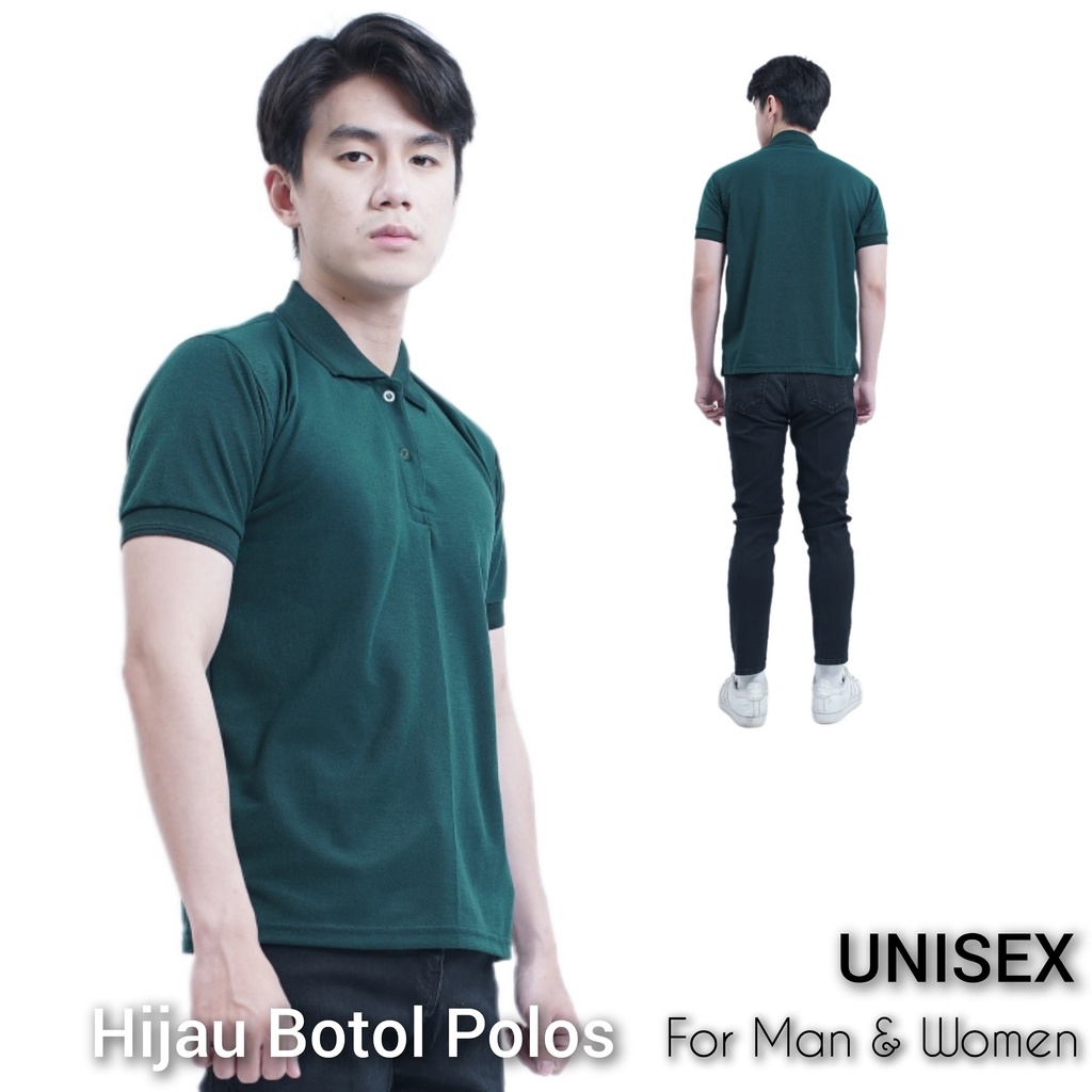 Jual Kaos Polo Unisex Hijau Botol / Kaos Kerah / Poloshirt / Polo Shirt ...