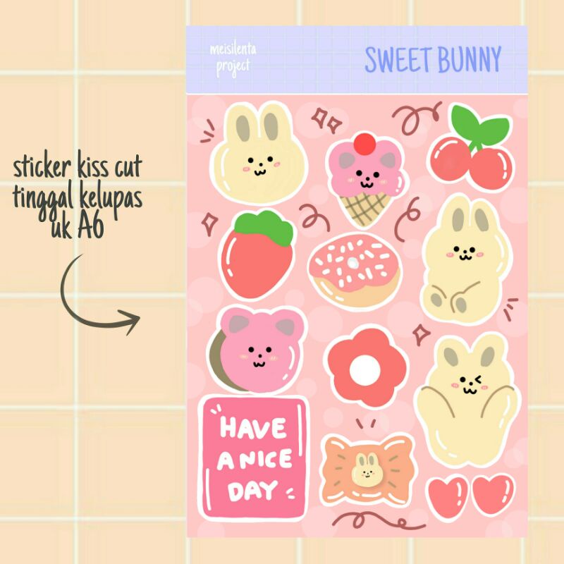 Jual SWEET BUNNY - STICKER DECO KISS CUT / STIKER JURNAL SCRAPBOOK LUCU ...
