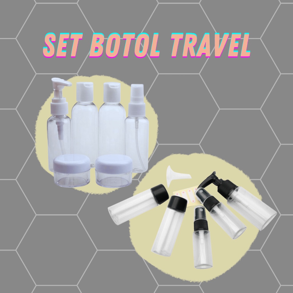 Jual Set Wadah Botol Travel Kit Perjalanan Pesawat Spray Pump Pompa