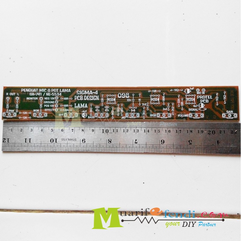 Jual PCB mixer penguat mic 8 potensio kanal LM741 NE5534 LAMA 098