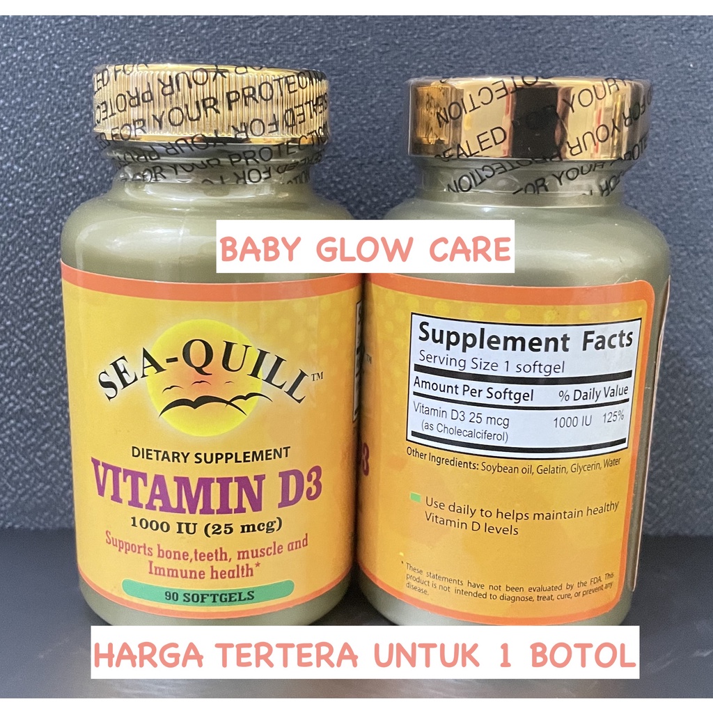 Jual SEAQUILL VITAMIN D3 1000 IU ISI 90 KAPSUL LUNAK Shopee Indonesia