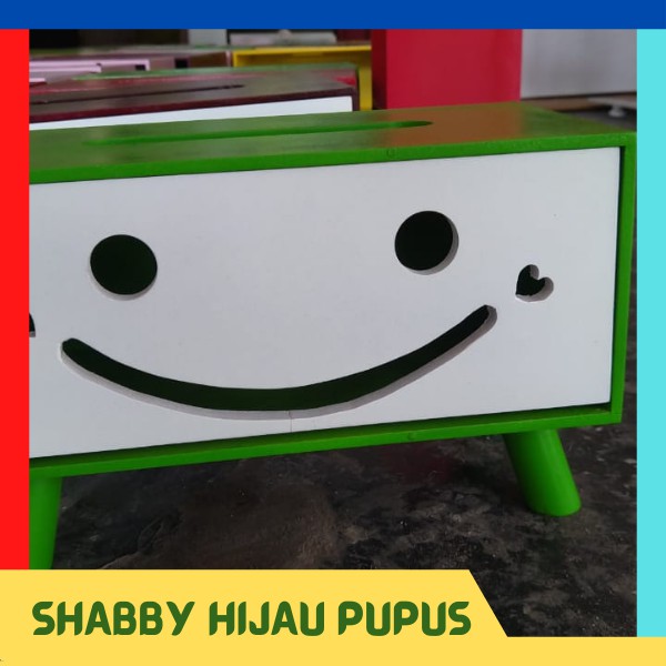 Jual Kotak Tisu Kayu Murah Shabby Warna Green/Hijau, Tempat Tisu Type