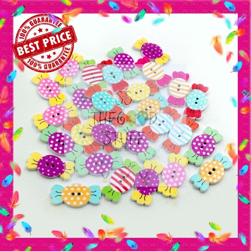 Jual Kancing Kayu Motif Permen Candy | Shopee Indonesia