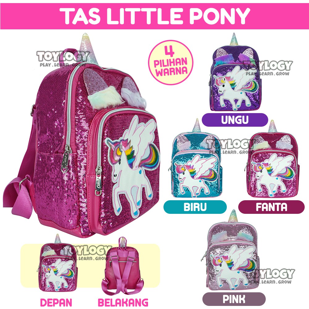 Jual Tas Ransel Sekolah Anak Manik Sequin kuda Pony Unicorn School Bag ...